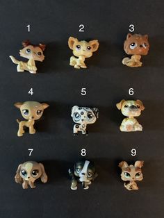 the littlest pet shop figurines are numbered in different sizes and shapes,