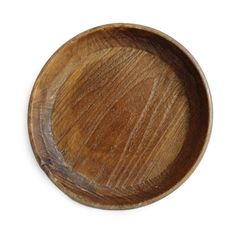 an empty wooden bowl on a white background