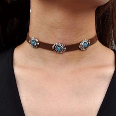 This week's feature is choker style #necklaces. Bringing a touch of #westernwear to all #fashion, read about it here http://ow.ly/bcKC3065R1O Turquoise Jewelry Necklace, 14k Gold Initial Necklace, Velvet Choker Necklaces, Boho Cowgirl, Gold Letter Necklace, Turquoise Jewelry Native American, Copper Cuff, Initial Necklace Gold