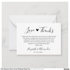 a thank card with the words love thanks written on it