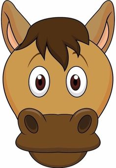 a brown horse's head with big eyes and short hair is shown in this cartoon