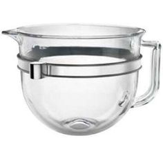 an image of a glass mixing bowl with handle on white backgrounnd background