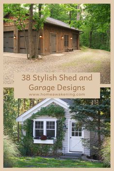 three garages with the words 3 stylish shed and garage designs on them