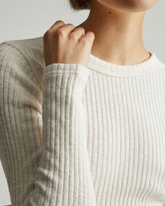 The Rib-Knit Crew Bone – Everlane Abercrombie Girls, Cozy Style, Cozy Fashion, Winter Sweaters, Knitting Inspiration, Knitting Designs, Rib Knit, Fashion Beauty, Ready To Wear