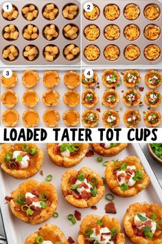 the steps to make loaded tater tot cups