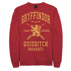 Grab your broomstick and this men's Harry Potter sweatshirt to become a true Quidditch master. Crewneck Long sleevesFABRIC & CARE Cotton, polyester Machine wash Imported Size: 3XL. Color: Red. Gender: male. Age Group: adult. Pattern: Graphic. Material: Fleece. Gryffindor Quidditch Sweater, Gryffindor Sweater, Gryffindor Quidditch Team, Gryffindor Quidditch, Hogwarts Quidditch, Harry Potter Sweater, Owl Fashion, Gryffindor House, Gryffindor Aesthetic