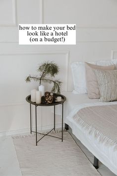 bed look like a hotel Apartment Decor Inspiration Living Room, Apartment Bedroom Aesthetic, Budget Apartment Decorating, Bedroom Ideas Apartment, Decor Inspiration Bedroom, Living Room Apartment Decor, Bedroom Decor Apartment, Cozy Apartment Decor, Make A Bed