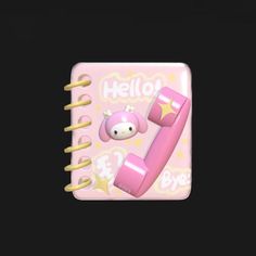 a pink phone with a hello kitty sticker on it