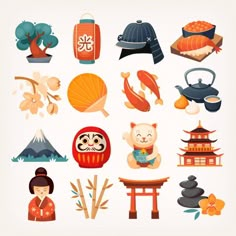 japanese symbols and icons set on white background stock photo - 378972