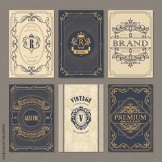 set of vintage labels and emblems in art deco style