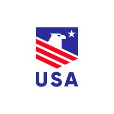 the logo for usa with an eagle on it's chest and stars in the background