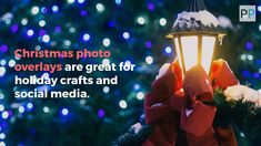 a street light with the words christmas photo overlays are great for holiday crafts and social media