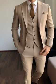 Wedding Coat Suit For Men, Men Suits Colors, Light Brown Tuxedo Wedding, Light Brown Suits For Men Wedding, Light Brown Suit Men, Suits For Men, 3 Piece Suit Men Classy, Modern Suits Men, Pant Coat For Men