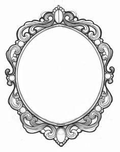 a drawing of a round frame with an ornate design in the middle and bottom corner