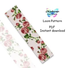 a cross stitch bookmark with flowers on it and the text loom pattern instant