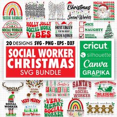 Social Worker Shirts, Social Worker Gifts, Silhouette Christmas, Work Gifts, Gifts For Colleagues, Social Worker, Holiday Projects, Christmas Png, Svg Christmas