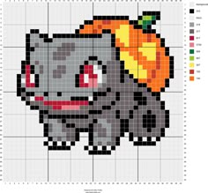 the pixel art is designed to look like an elephant with a pumpkin on its head