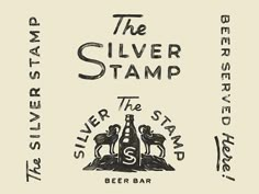 the silver stamp beer label is shown in black and white