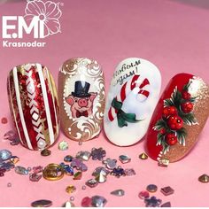 Diy Techniques And Supplies, Nails Christmas, Christmas Nail, Hand Painting, Holiday Nails, Christmas Nails, Nail Ideas