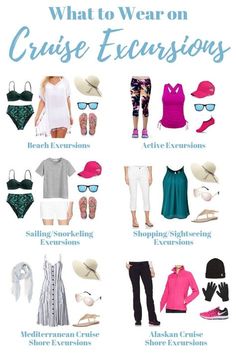 what to wear on cruise excursions with text overlaying the top and bottom