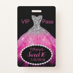 a pink and silver princess dress luggage tag