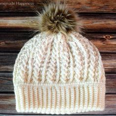 the double brim cable beanie pattern is shown