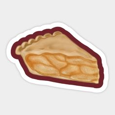 a piece of bread sticker on a white background with red border around it and the bottom half of its crust visible