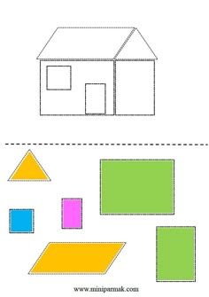 an image of a house and some shapes to make it look like they are cut out