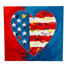 a painting of an american heart with stars on it