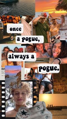 a collage of photos with the words once, a pogue, always a pouge