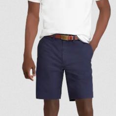 Polo Ralph Lauren 9-Inch Stretch Classic Fit Chino Shortss In Aviator Navy Size 36 38 Or 40 Nwt A Global Leader In Design, Polo Ralph Lauren Innovates The World Of Fashion By Bringing Timeless And Authentic Pieces With American Elements In Each Of Its Collections. The Classic Fit Chino Shorts Is The Epitome Of Comfort And Style With Its Top-Quality Cotton Fabric And Traditional Look. These Shorts Are Made With Stretch Cotton Chino And Feature Our Signature Embroidered Pony At The Back. Designed Casual Navy Bottoms With Short Inseam, Casual Bermuda Shorts With Belt Loops And Fitted Style, Casual Fitted Bermuda Shorts With Belt Loops, Workwear Shorts With Belt Loops And 5-inch Inseam, Navy Shorts For Spring With Short Inseam, Navy Shorts With Short Inseam For Spring, Navy Spring Shorts With Short Inseam, Summer Shorts With 5-inch Inseam And Belt Loops, Casual Navy Bottoms With Belt Loops