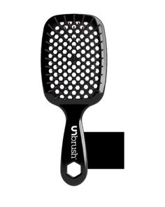 What It Is:The UNbrush gently yet thoroughly extracts knots and tangles from even the most unruly hair, painlessly and effortlessly. Featuring the perfect blend of 105 dual-length bristles, combined with an ultralight high-performance handle, the UNbrush helps reduce styling time and prevents hair from catching. Great for wet or dry hair. Perfect for women, men and children!What It Does:- DuoFlex Anti-Static Bristles work for gentle tangle release and reduced breakage.- Fifty-eight long bristles carefully and easily detangle even the most stubborn hair.- Forty-seven mini bristles gently smooth and polish hair.- Works equally great on wet and dry hair.- Unique backless vented cushion reduces styling time.- Easy-to-clean design ensures hassle-free maintenance.- Ultra-light, high-performance Curly Hair Tools, Polished Hair, Unruly Hair, Hair Detangler