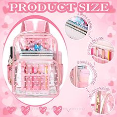 Brand: KacctyenColor: As Picture ShownFeatures: Clear Backpack: you will receive 3 pieces of stadium bag in 3 sizes and styles, 1 piece of pencil bag and 1 piece of clear lunch bag, which are useful in daily life; In addition, the enough quantity and elegant style are enough for you to use and change, easily meet your daily use and requirementsReliable and Strong: the clear mini backpack is mainly made of PVC, thick and strong, can be applied many times, waterproof and reliable, with exquisite workmanship, not easy to deform, fade and break, which can accompany you for a long timeSuitable Size: the clear backpack measures approx. 40 cm/ 15.75 inches in height, the lunch bag approx. 40 x 28/ 15.8 x 11 inches, the pencil bag is about 22 x 10.5 cm/ 8.66 x 4.13 inches; Large capacity design ca