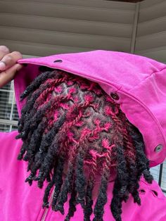 Pink Locs Hairstyles, Pink Dyed Locs, Orange Locs, Locs Color Ideas, Pink Locs, Dreadlocks Hair Care