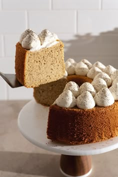 a piece of cake with marshmallows on top