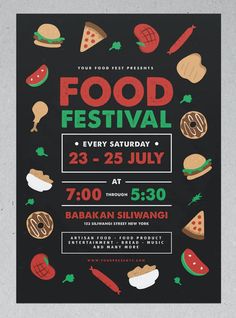 food festival flyer with different foods on it