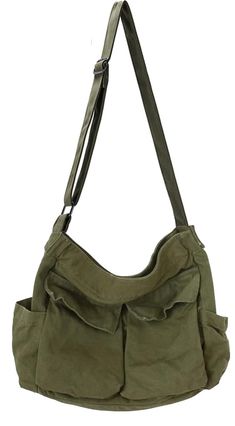 PRICES MAY VARY. 【Material】:The canvas Shoulder Bag is made of high quality canvas,lined with canvas fabric, Weight:0.48kg/1lb. 【Product Size】: Width:5.9 in/15cm,Height:.13.3 in/34cm,Length:15.7 in/40cm.Suitable for holding IPad, books,mobile phones,stationery,umbrella,magazine,clothes,etc.Meet your various daily needs. 【Multiple Pockets】:There is 1 main compartment,1 inner zip pocket,1 inner slot pocket,2 outside flap pockets and 2 outer slot pockets,With 3Pcs Kawaii Pins,zipper closure keeps y Cheap Black Shoulder Bag With Braided Handles, Cheap Forever 21 Shoulder Bag, Vintage Canvas Messenger Bag, Casual Khaki Shoulder Bag With Canvas Lining, Green Canvas Bag With Pockets, Green Canvas Bags With Pockets, Khaki Canvas Hobo Bag For Travel, Khaki Canvas Hobo Shoulder Bag, Green Hobo Bag With Pockets For School