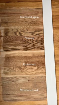 wood flooring samples with names on them