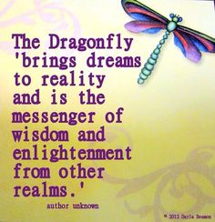 the dragonfly brings dreams to reality and is the messenger of wisdom and enlightment from other peaks