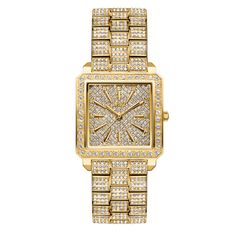 JBW Cristal Square J6386A | Women's Gold Diamond Watch Gold Diamond Watch, Gold Diamond Watches, Stainless Bracelet, Gold Plated Watch, Women Diamond, Mens Gold, Diamond Watch, Rose Gold Diamonds, Diamond Crystal