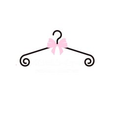 a pink bow on a black hanger with the word's name underneath it