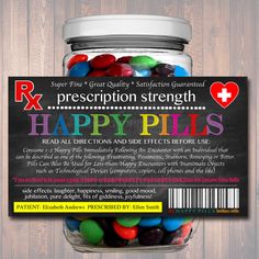 Funny and Clever this Jar of Emergency Chill Pills label is the perfect gag gift for so many occasions! This chills pills printable label is a perfect funny and gag gift for a Professional Office Gift, teacher gift, Christmas Gift, Birthday Gift, Boss Gift or Coworker GiftLabel features beautiful bright colors on faux Selfcare Kit, Daycare Gifts, Vet Hospital, Boss Gifts, Friend Canvas, Surgery Gift, Candy Labels, Chill Pill, Gag Gifts Funny