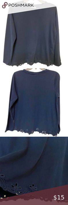 J Jill Women’s Pullover Embroidered Scalloped Hem Shirt Scalloped Hem, Shirt Color, Shirt Shop, Colorful Shirts, Navy Blue, Plus Fashion, Fashion Tips