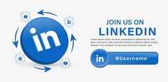 the linkedin logo is shown in blue and has arrows pointing up to it's center