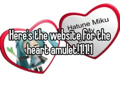 two hearts with the words here's the website for the i hear amulet