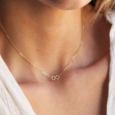 This gold infinity necklace is the perfect daily reminder that some things are for infinity! A wonderful addition to your minimalist jewelry collection or as a meaningful gift! •100% 14kt Gold Water friendly Model is wearing 16 inch in photos. Gold Infinity Necklace, Infinity Necklace Gold, Infinity Necklace Silver, Diamond Bangles, Infinity Sign, Gold Water, Diamond Bangles Bracelet, Infinity Necklace, Birthday Wishlist