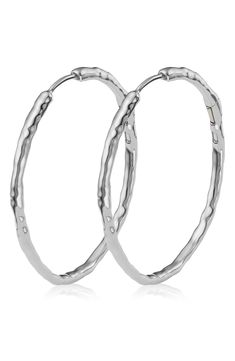 These organically shaped, high-polished hoops are beautiful worn solo, but also can be accessorized with Monica Vinader pendant charms, sold separately. Style Name:Monica Vinader Siren Muse Large Hoop Earrings. Style Number: 6028312. Available in stores. Shiny Metal Hoop Jewelry, Small Hoop Metal Jewelry With Shiny Finish, Hoop Metal Jewelry With Polished Finish, Polished Metal Hoop Jewelry, Everyday Luxury Sterling Silver Hoop Earrings, Metal Hoop Earrings With Shiny Finish, Polished Metal Round Hoop Earrings, Luxury Small Hoop Silver Earrings, Elegant Hammered Hoop Earrings