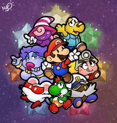 the super mario bros wallpaper with all their characters