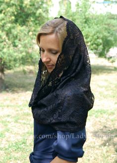 Black Mantilla veil, Head Сovering, Orthodox veil, Catholic chapel veil, Infinity Black Veil, Church veil latin mass veils Black Lace Snood This is a beautiful Black Infinity Veil. The latin mass veils will be a wonderful gift for family and girlfriends, gift Easter, Mom day gift. Each veil has a built-in clip for reliable attachment to the head. This is a quality, very soft fabric. If you have any questions please send me a message, I will be happy to discuss details. READY TO SHIP! Width: 24 i Elegant Black Shawl For Wedding, Elegant Black Church Veil, Elegant Black Wedding Shawl, Fitted Black Shawl For Wedding, Black Lace Wedding Veil, Catholic Veils, Christian Veils, Chapel Veils, Chapel Veil Catholic