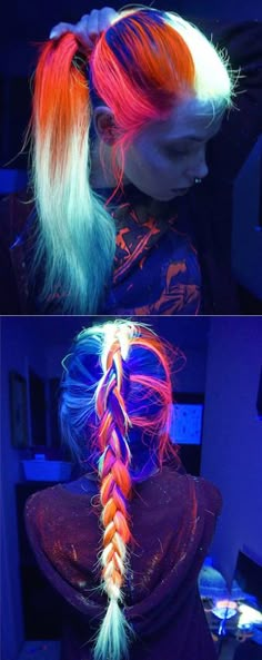 Für Haare die leuchten Hair Rainbow, Glow Hair, Hair Trend, Colorful Hair, Festival Hair, Colored Hair, Rainbow Hair, Cool Hair Color, Grunge Hair